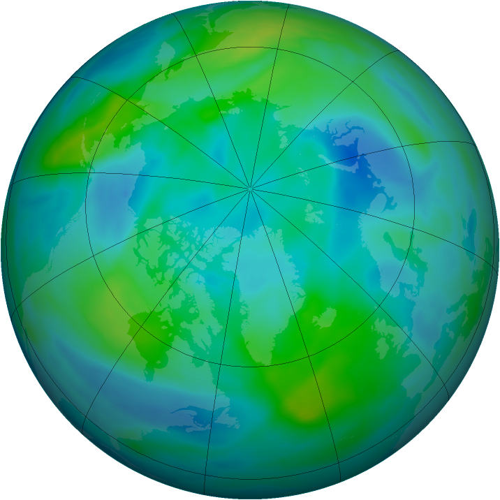 Arctic ozone map for 09 October 2006